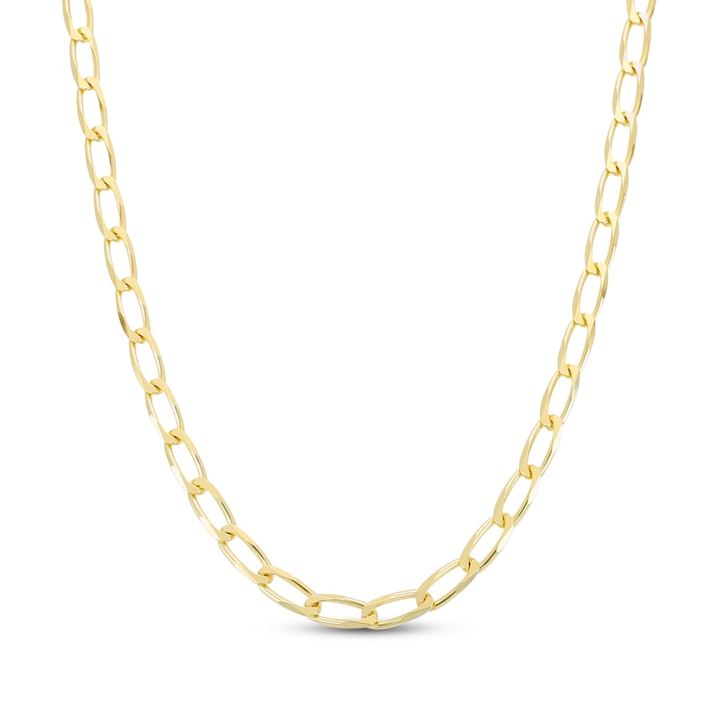 Solid Oval Link Curb Chain Necklace 10K Yellow Gold 18"