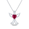 Thumbnail Image 1 of Heart-Shaped Lab-Created Ruby & White Lab-Created Sapphire Angel Necklace Sterling Silver 18&quot;