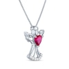 Thumbnail Image 2 of Heart-Shaped Lab-Created Ruby & White Lab-Created Sapphire Angel Necklace Sterling Silver 18&quot;