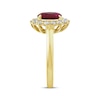 Thumbnail Image 1 of Lab-Created Diamonds by KAY Oval-Cut Lab-Created Ruby Starburst Frame Ring 1/2 ct tw 14K Yellow Gold