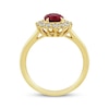 Thumbnail Image 2 of Lab-Created Diamonds by KAY Oval-Cut Lab-Created Ruby Starburst Frame Ring 1/2 ct tw 14K Yellow Gold