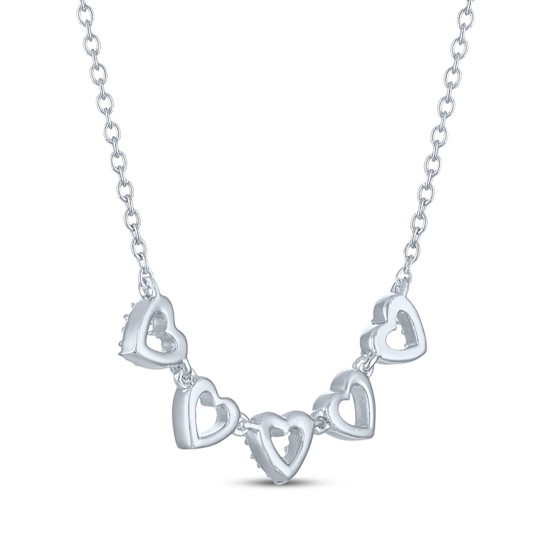 Main Image 4 of Diamond Accent Alternating Hearts Necklace Sterling Silver 18&quot;