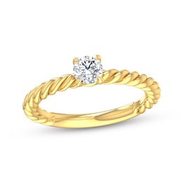 Round-Cut Diamond Solitaire Rope Shank Engagement Ring 1/3 ct tw 14K Yellow Gold (I/I2)