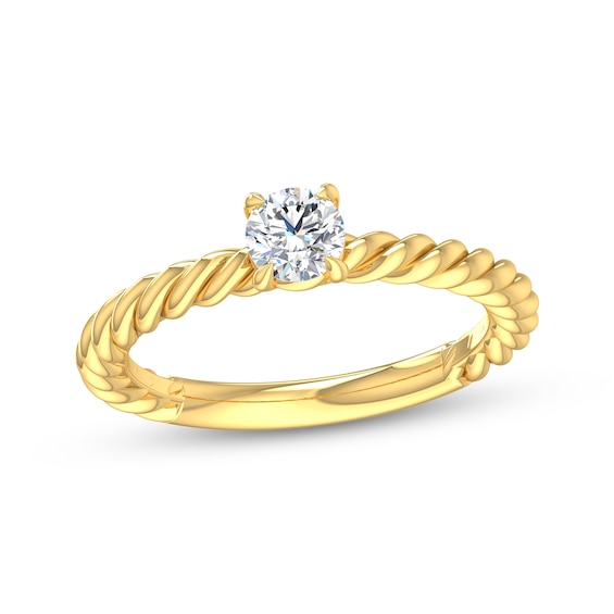 Round-Cut Diamond Solitaire Rope Shank Engagement Ring 1/3 ct tw 14K Yellow Gold (I/I2)
