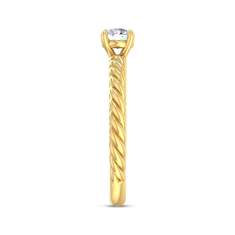 Round-Cut Diamond Solitaire Rope Shank Engagement Ring 1/3 ct tw 14K Yellow Gold (I/I2)