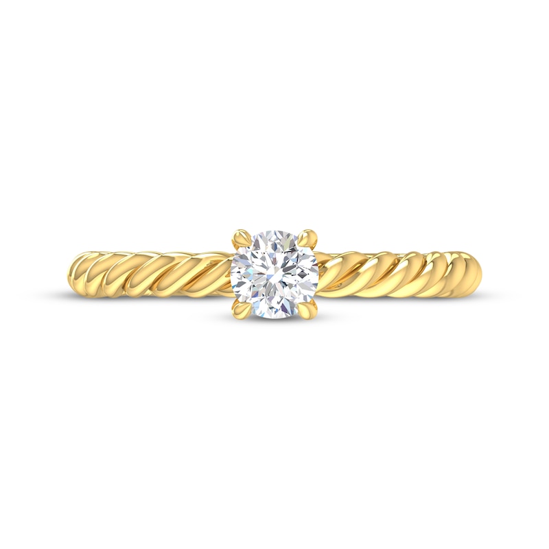 Round-Cut Diamond Solitaire Rope Shank Engagement Ring 1/3 ct tw 14K Yellow Gold (I/I2)