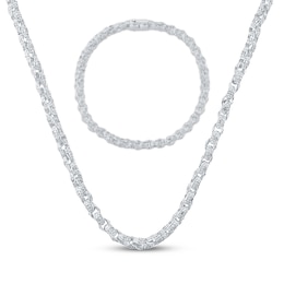 Men's Diamond Chain Link Necklace & Bracelet Gift Set 2-7/8 ct tw Sterling Silver