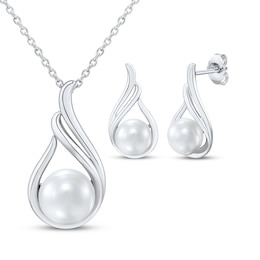 Cultured Pearl Swirl Gift Set Sterling Silver