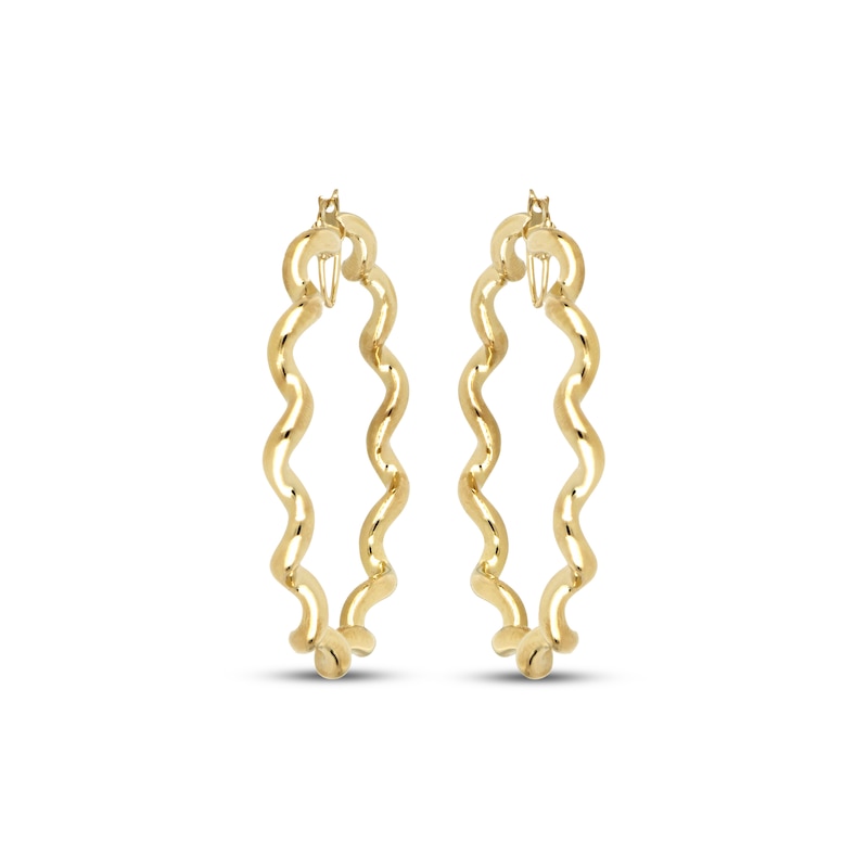 Main Image 2 of Wavy Hoop Earrings 40mm 10K Yellow Gold