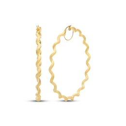 Wavy Hoop Earrings 60mm 10K Yellow Gold