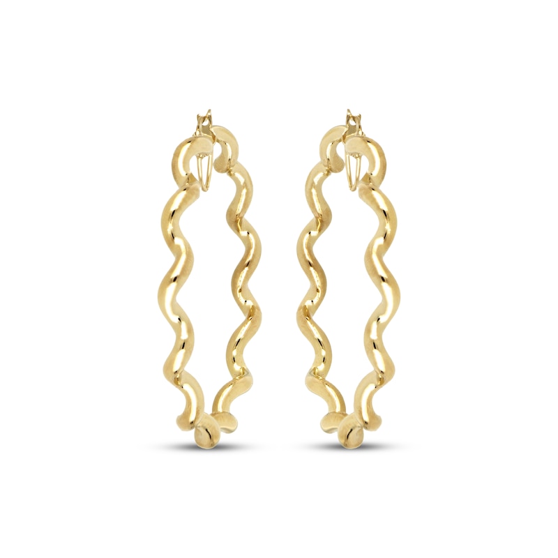 Wavy Hoop Earrings 60mm 10K Yellow Gold