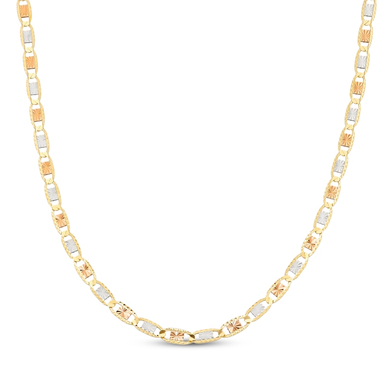 Main Image 1 of Solid Diamond-Cut Valentino Chain Necklace 3.3mm 14K Tri-Tone Gold 20&quot;