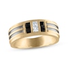 Thumbnail Image 1 of Previously Owned Men's Square-Cut Black & White Diamond Wedding Band 5/8 ct tw 10K Yellow Gold