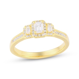 Previously Owned Emerald-Cut Diamond Three-Stone Engagement Ring 1/2 ct tw 14K Yellow Gold