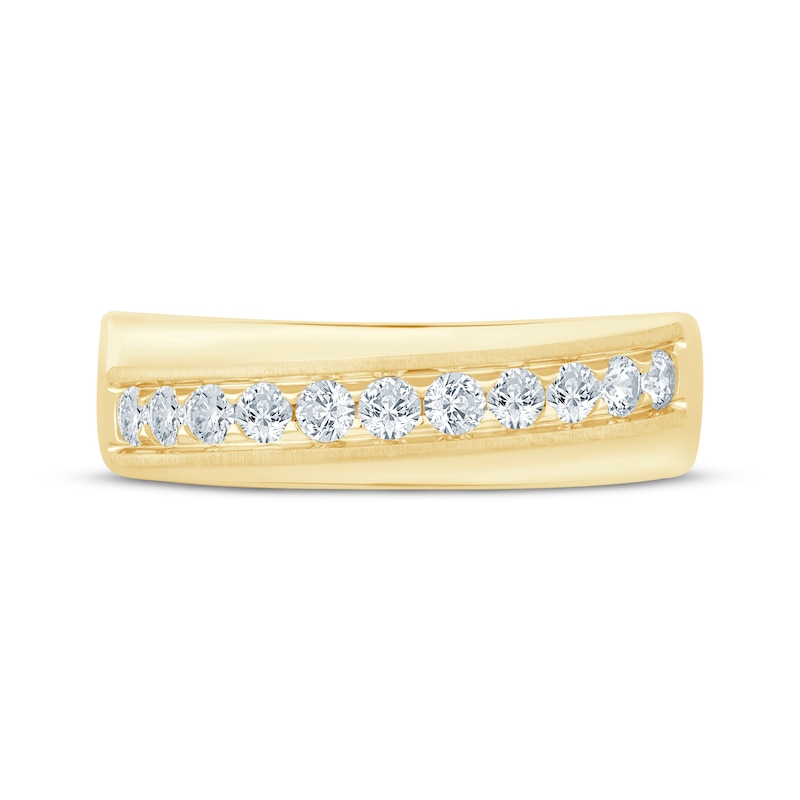 Main Image 3 of Previously Owned Men's Diamond Diagonal Row Wedding Band 1/2 ct tw 10K Yellow Gold