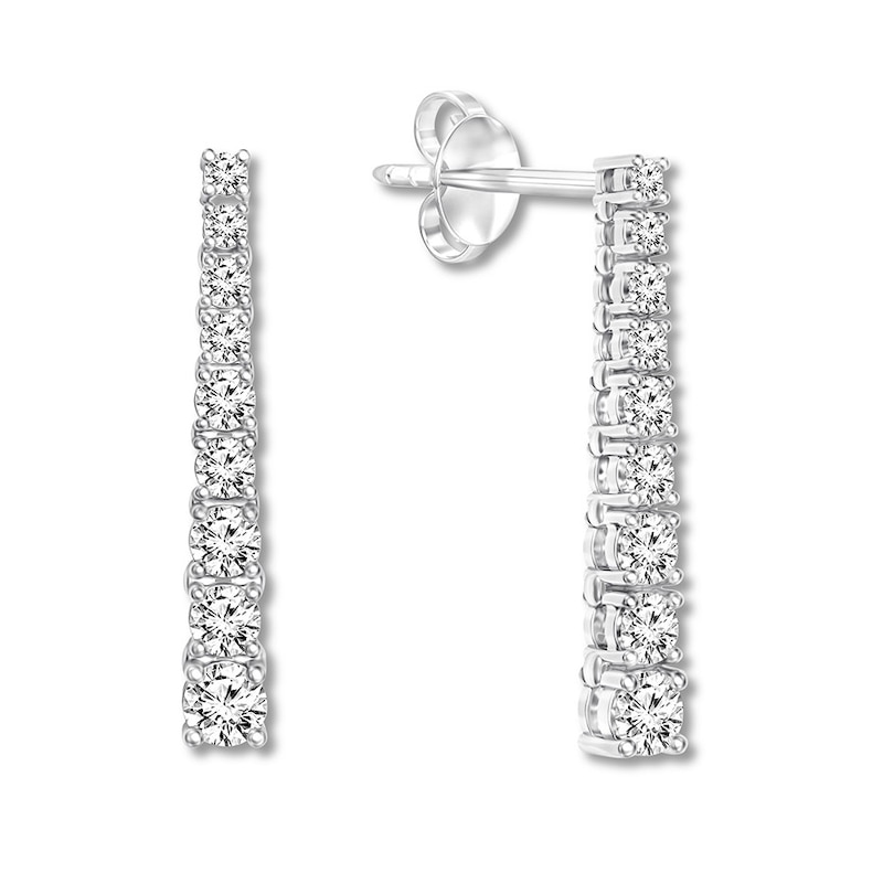 Previously Owned Diamond Drop Earrings 1-5/8 ct tw Round-cut 14K White Gold