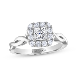 Previously Owned THE LEO Diamond Princess-Cut Engagement Ring 3/4 ct tw 14K White Gold