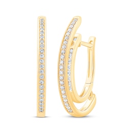 Previously Owned Unstoppable Love Diamond Channel Double Hoop Earrings 1/2 ct tw 10K Yellow Gold