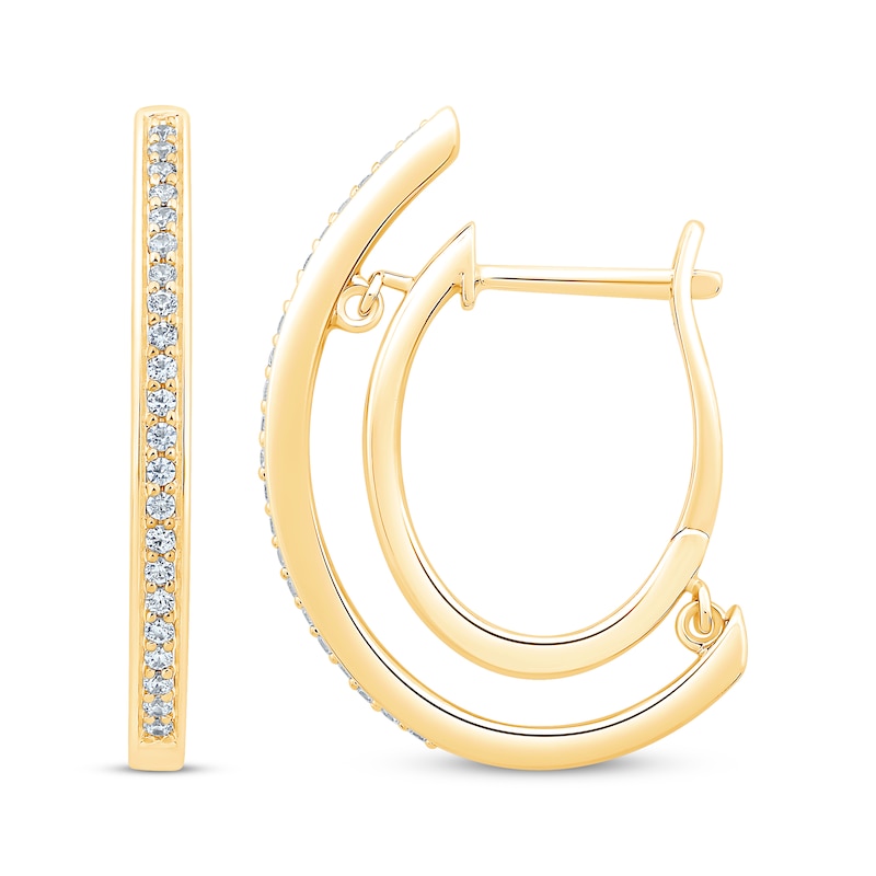 Previously Owned Unstoppable Love Diamond Channel Double Hoop Earrings 1/2 ct tw 10K Yellow Gold