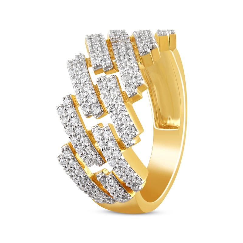 Main Image 2 of Previously Owned Men's Diamond Diagonal Curb Ring 1 ct tw 10K Yellow Gold