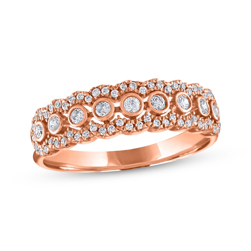 Main Image 1 of Previously Owned Round-Cut Diamond Bezel Anniversary Band 1/3 ct tw 14K Rose Gold