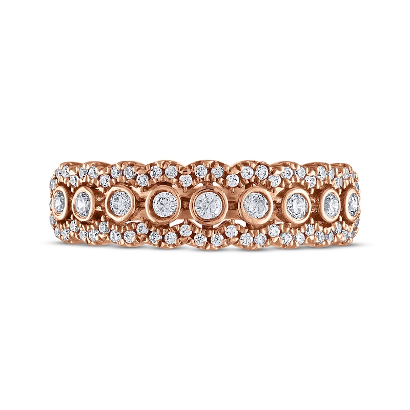 Main Image 3 of Previously Owned Round-Cut Diamond Bezel Anniversary Band 1/3 ct tw 14K Rose Gold