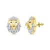 Thumbnail Image 1 of Previously Owned Men's Diamond & Lab-Created Ruby Lion Head Stud Earrings 1/4 ct tw 10K Yellow Gold