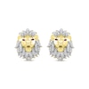 Thumbnail Image 2 of Previously Owned Men's Diamond & Lab-Created Ruby Lion Head Stud Earrings 1/4 ct tw 10K Yellow Gold