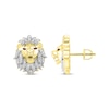 Thumbnail Image 3 of Previously Owned Men's Diamond & Lab-Created Ruby Lion Head Stud Earrings 1/4 ct tw 10K Yellow Gold