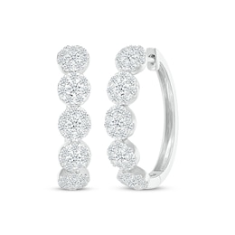 Previously Owned Diamond Halo Hoop Earrings 1 ct tw 10K White Gold