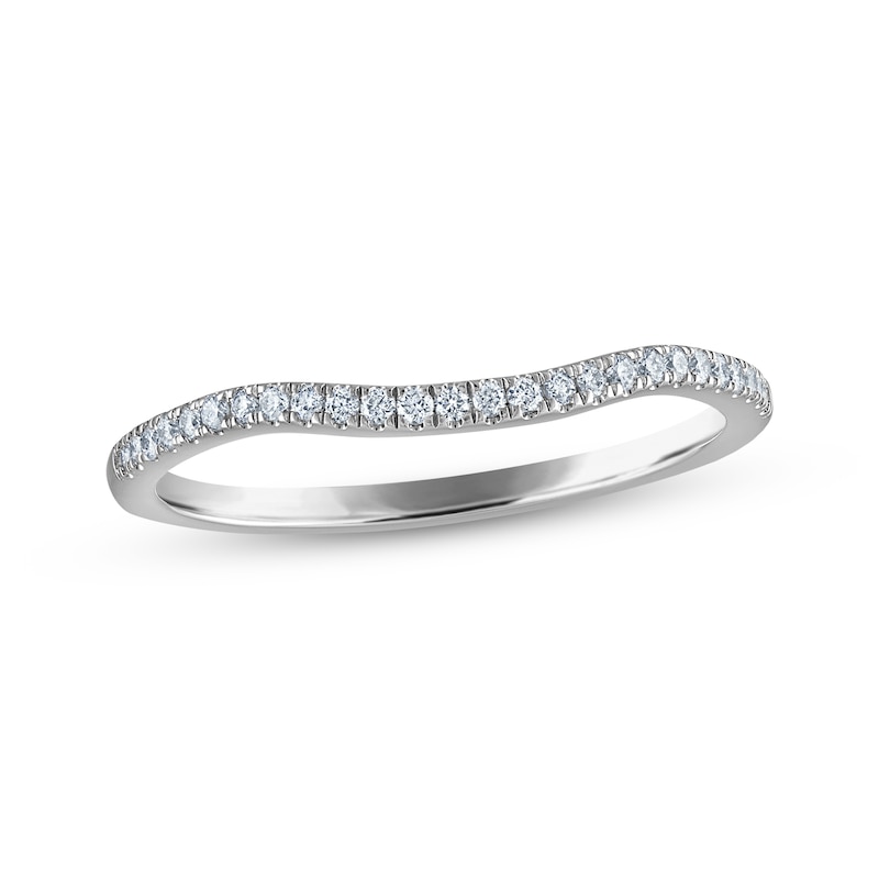 Main Image 1 of Previously Owned Diamond Contoured Wedding Band 1/10 ct tw 14K White Gold