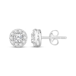 Previously Owned Diamond Halo Stud Earrings 1 ct tw 10K White Gold