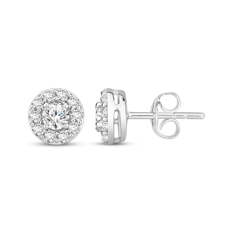 Previously Owned Diamond Halo Stud Earrings 1 ct tw 10K White Gold