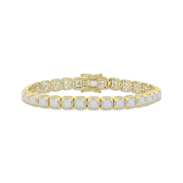 Previously Owned Men's Multi-Diamond Cupped Link Bracelet 1-1/4 ct tw 10K Yellow Gold 8.5&quot;