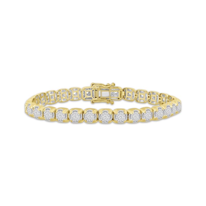 Previously Owned Men's Multi-Diamond Cupped Link Bracelet 1-1/4 ct tw 10K Yellow Gold 8.5"