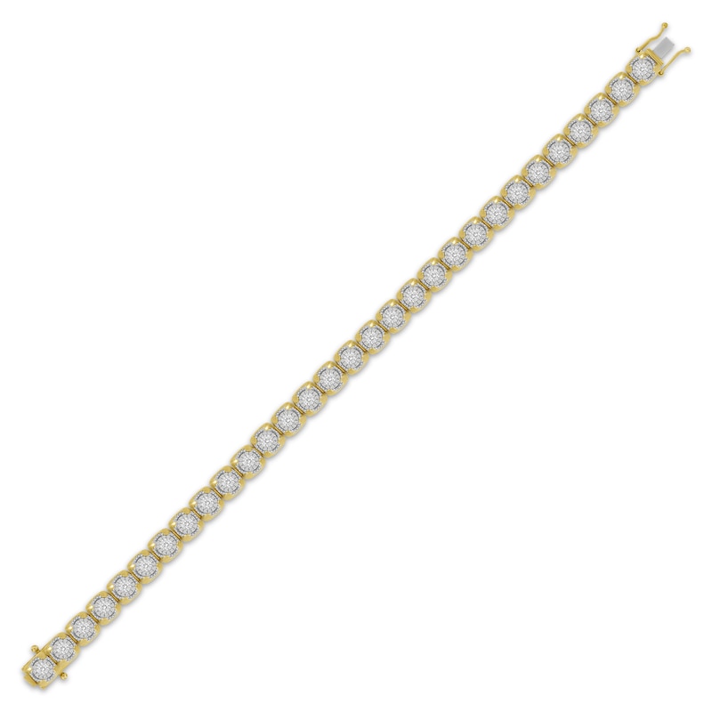 Main Image 2 of Previously Owned Men's Multi-Diamond Cupped Link Bracelet 1-1/4 ct tw 10K Yellow Gold 8.5&quot;