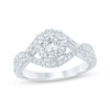 Thumbnail Image 1 of Previously Owned Diamond Twist Halo Engagement Ring 1 ct tw Round-cut 14K White Gold