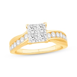 Previously Owned Princess-Cut Quad Diamond Engagement Ring 1-1/2 ct tw 14K Yellow Gold