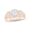 Thumbnail Image 1 of Previously Owned Diamond Three-Stone Engagement Ring 1 ct tw Round & Baguette-cut 14K Rose Gold