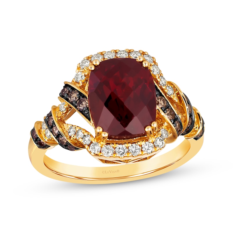 Main Image 1 of Previously Owned Le Vian Limited Edition Garnet Ring 1/2 ct tw Diamonds 14K Honey Gold