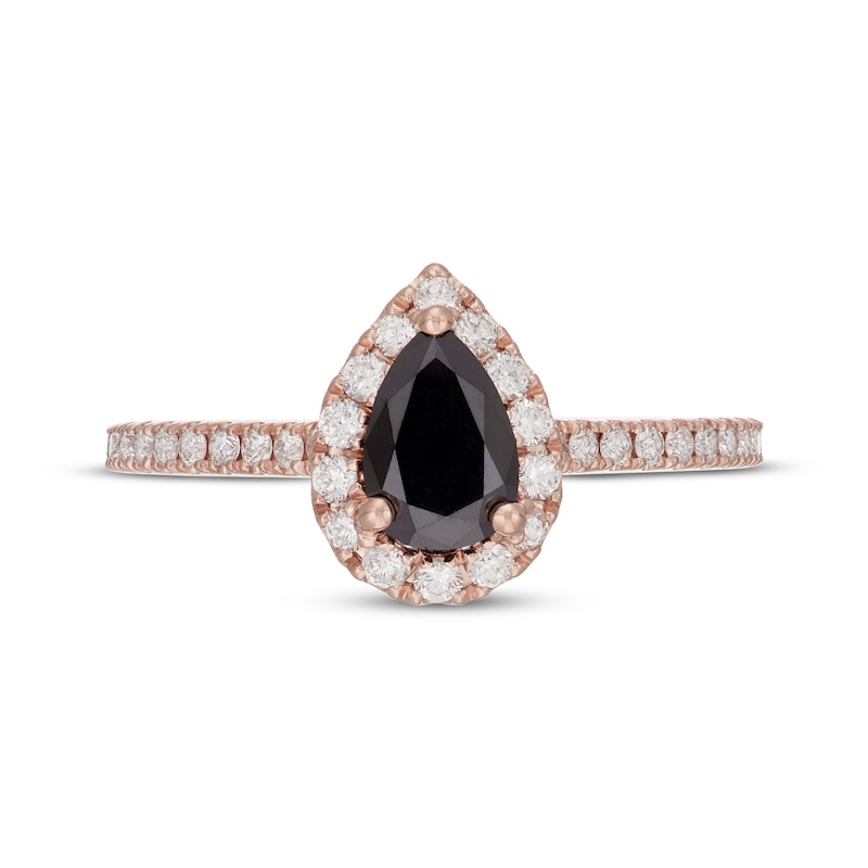 Main Image 4 of Previously Owned Neil Lane Black & White Diamond Engagement Ring 1-1/8 ct tw Oval & Round-cut 14K Rose Gold