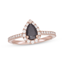 Previously Owned Neil Lane Black & White Diamond Engagement Ring 1-1/8 ct tw Oval & Round-cut 14K Rose Gold