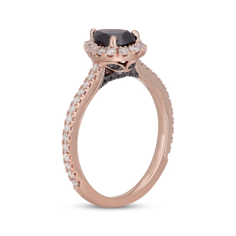 Main Image 2 of Previously Owned Neil Lane Black & White Diamond Engagement Ring 1-1/8 ct tw Oval & Round-cut 14K Rose Gold