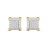 Thumbnail Image 2 of Previously Owned Men's Multi-Diamond Square Stud Earrings 1/4 ct tw 10K Yellow Gold