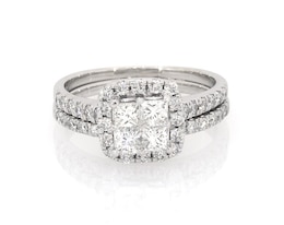 Previously Owned Diamond Bridal Set 1-1/8 ct tw Princess-cut 14K White Gold Size 6.5