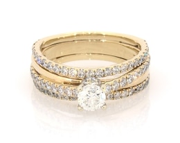 Previously Owned Angel Sanchez Round-Cut Diamond Bridal Set 1-3/4 ct tw 14K Two-Tone Gold Size 7.5