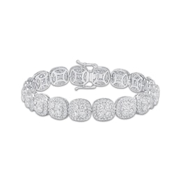 Previously Owned Lab-Grown Diamonds by KAY Cushion Link Bracelet 10 ct tw 10K White Gold 7.25&quot;