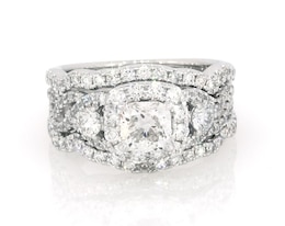 Previously Owned Neil Lane Cushion-Cut Diamond Halo Bridal Set 1-7/8 ct tw 14K White Gold Size 6.25