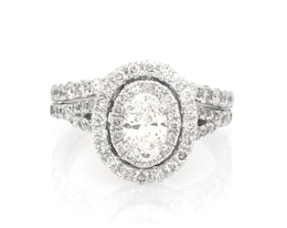 Previously Owned Neil Lane Oval-Cut Diamond Double Halo Bridal Set 1-1/2 ct tw 14K White Gold Size 4