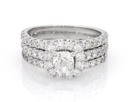 Previously Owned Neil Lane Cushion-Cut Diamond Halo Bridal Set 2-1/3 ct tw 14K White Gold Size 8.5